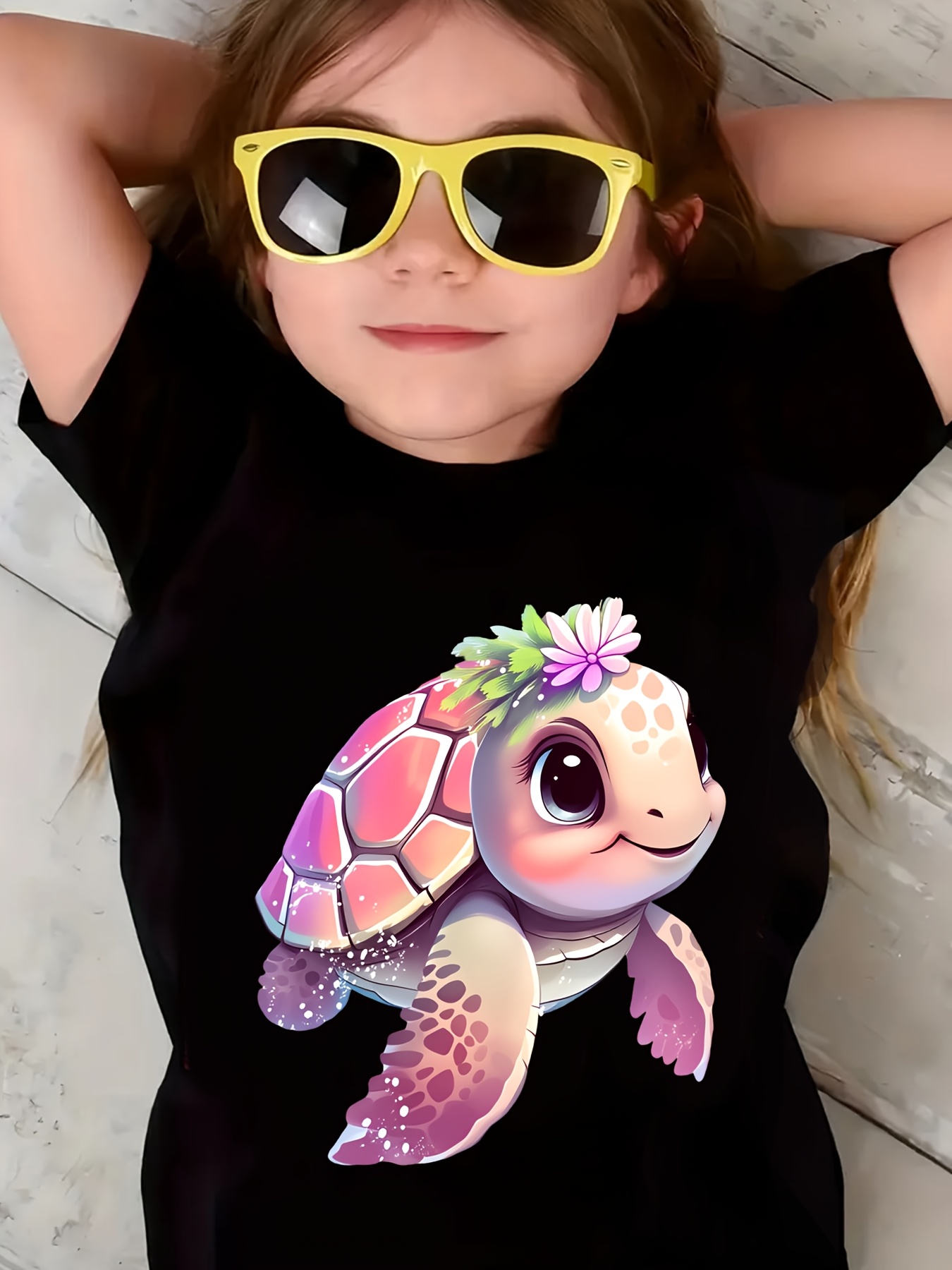 Baby Clothing Cheap - Baby Girl Kawaii Pink Turtle Graphic