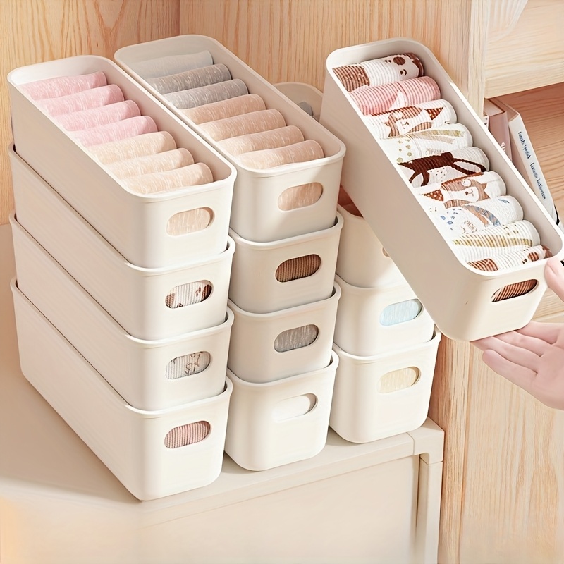 4pcs White Plastic Storage Box - Baby Clothes Organiser 评论和价格