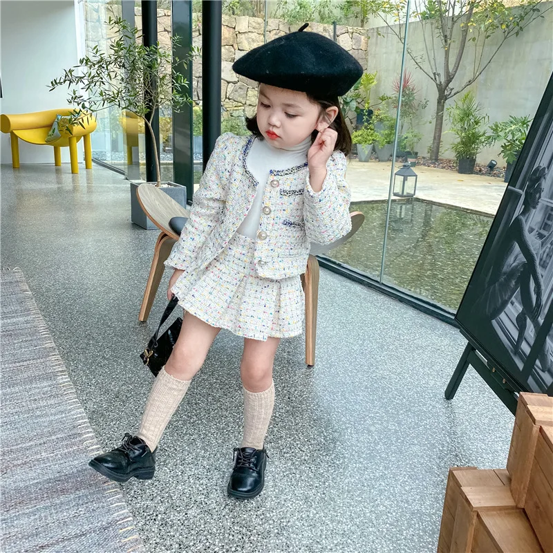 Girls Tweed Sets Clothes Autum - Baby Clothing Boutique 评论和价格