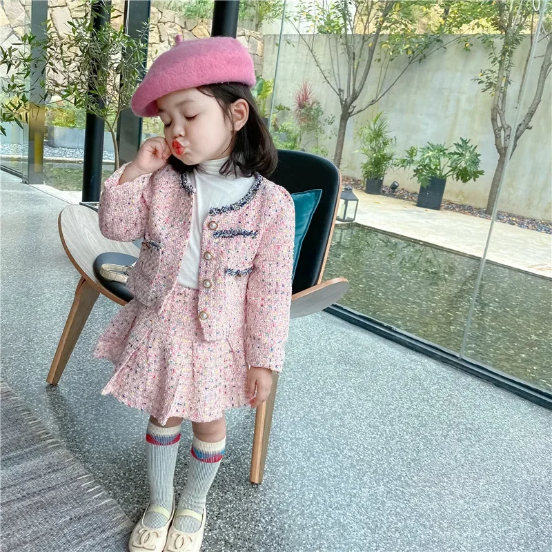 Girls Tweed Sets Clothes Autum - Baby Clothing Boutique 评论和价格